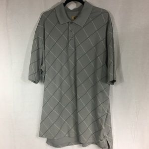 The Foundry Short Sleeve Polo Shirt 2XLT gray striped Quick Dri 3 button